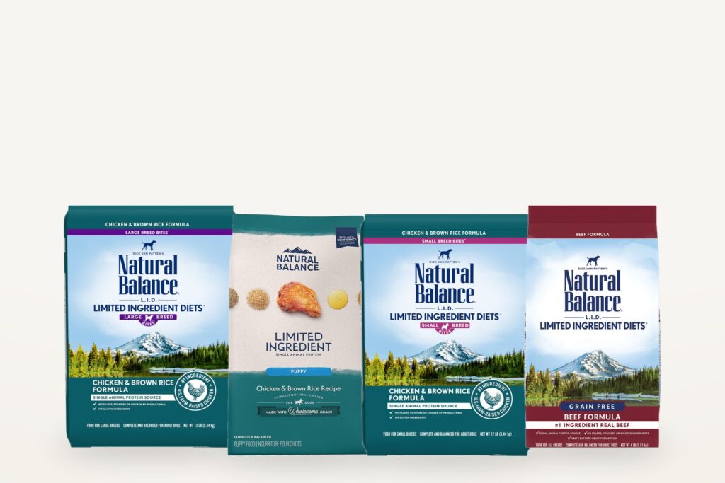 Natural Balance dog food packagings
