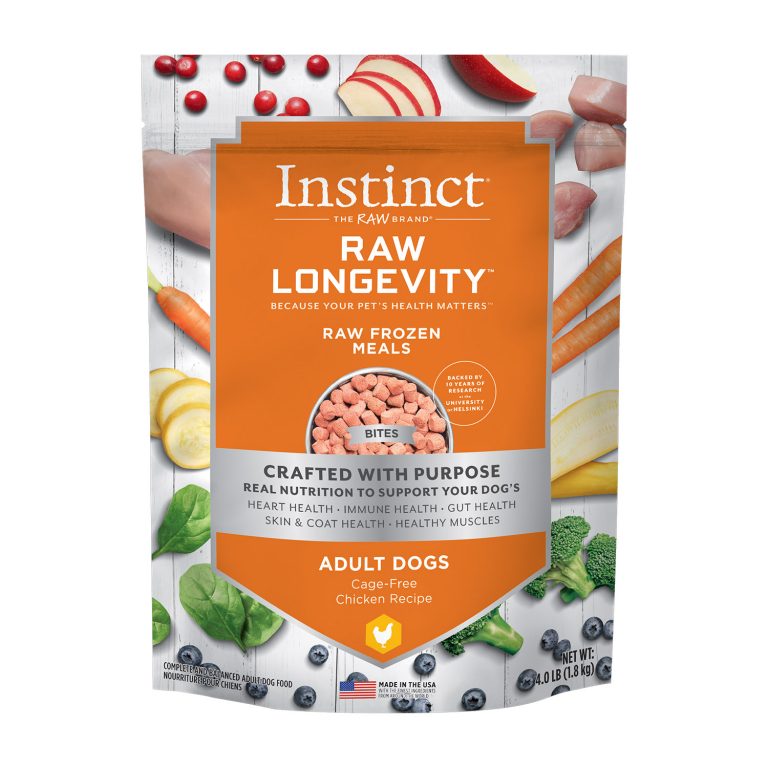Instinct Raw Longevity Bites Cage-Free Chicken Recipe Grain-Free Frozen Dog Food
