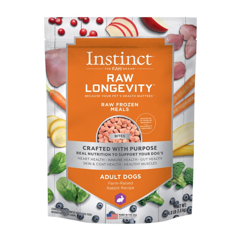 Instinct Raw Longevity Bites Farm-Raised Rabbit Recipe Frozen Dog Food