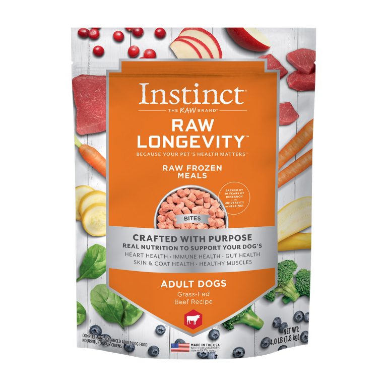 Instinct Raw Longevity Bites Grass-Fed Beef Recipe Grain-Free Frozen Dog Food