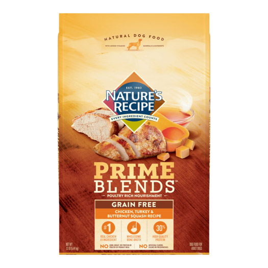 Nature’s Recipe Prime Blends Grain-Free Chicken, Turkey, and Butternut Squash Recipe Dry Dog Food