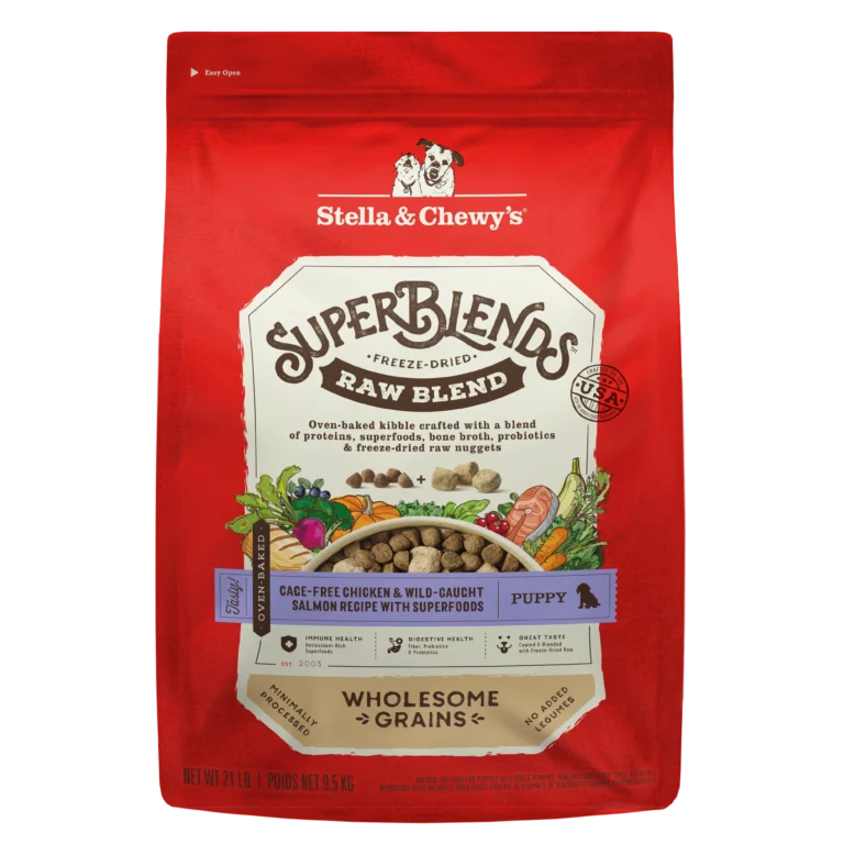 Stella & Chewy’s SuperBlends Raw Blend Puppy Kibble: Chicken, Salmon + Superfoods Dry Dog Food