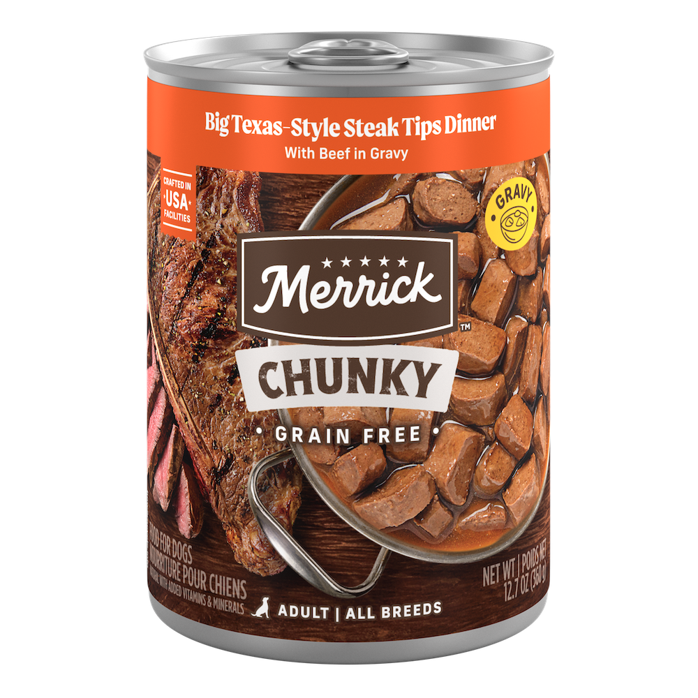 Merrick Grain Free Big Texas Chunky Steak Tips in Gravy Wet Dog Food