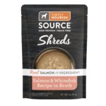 Simply Nourish Source High Protein Dog Meal Topper - Shreds, Salmon & Whitefish in Broth Grain-Free Dog Food Topper