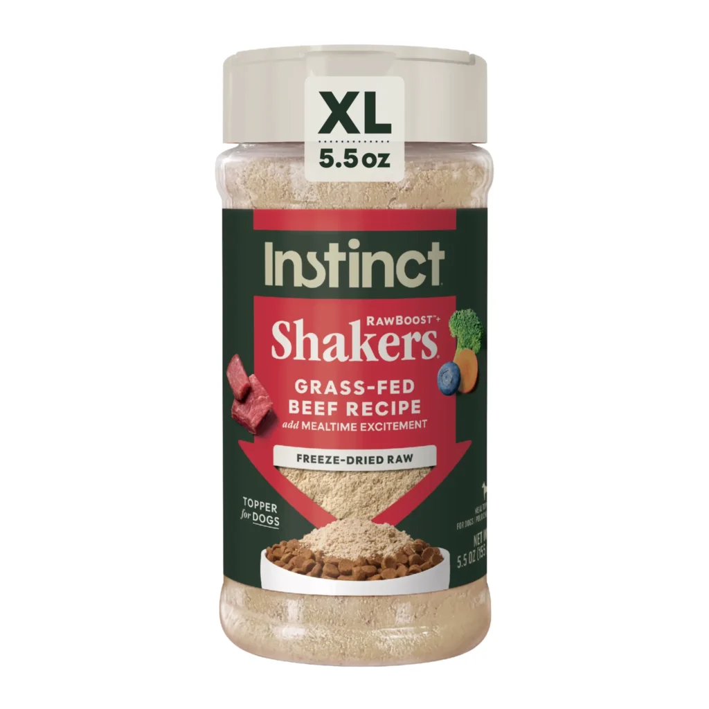 Instinct Raw Boost RawBoost+ Shakers Grass-Fed Beef Recipe Grain-Free Dog Food Topper
