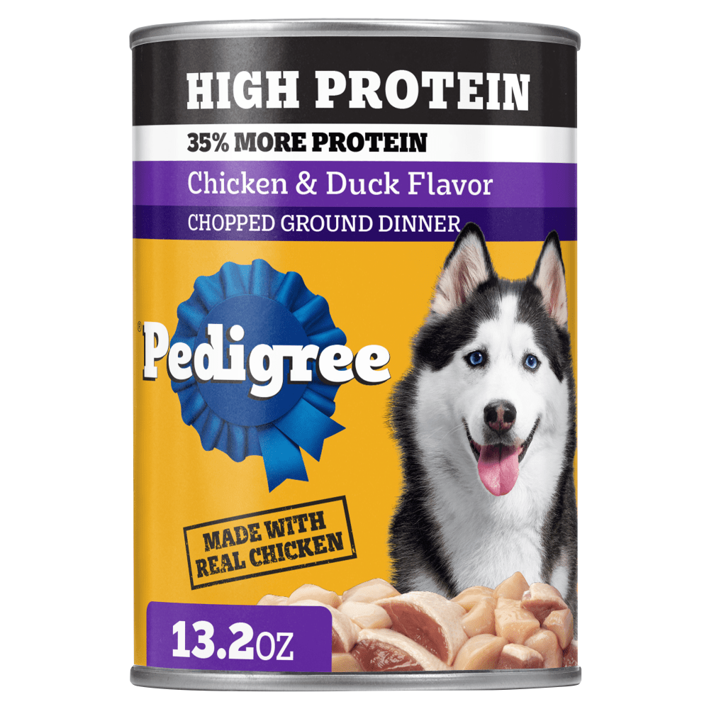 Pedigree High Protein Chopped Ground Dinner Can, Chicken & Duck Wet Dog Food