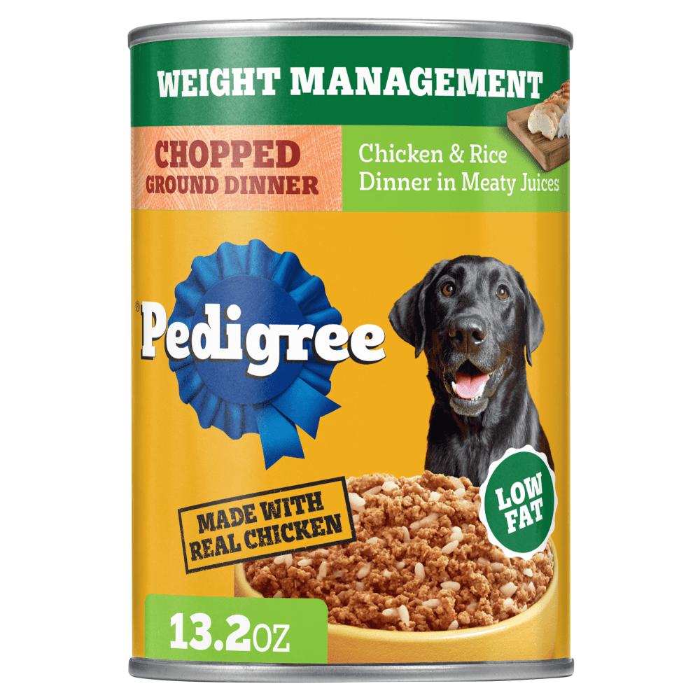 Pedigree Weight Management Chopped Ground Dinner Adult, Chicken & Rice Dinner Wet Dog Food