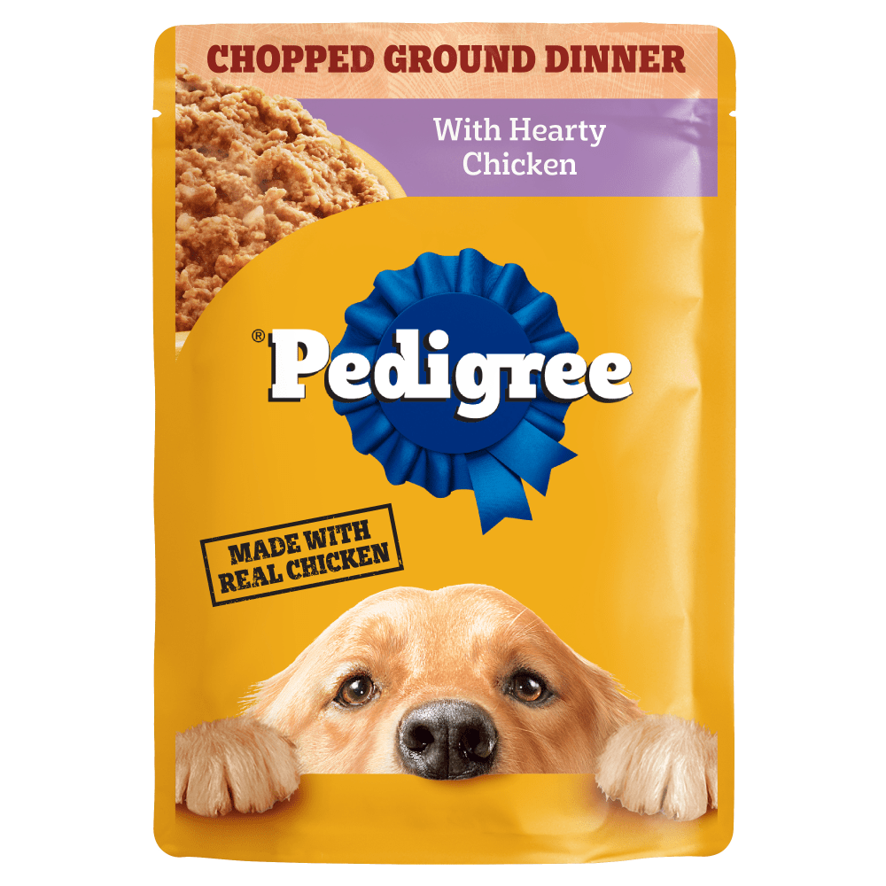 Pedigree Chopped Ground Dinner Adult Pouch, Chicken Wet Dog Food