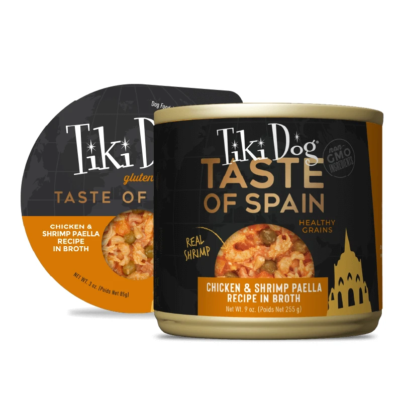 Tiki Dog Taste of the World Chicken & Shrimp Paella Recipe Wet Dog Food
