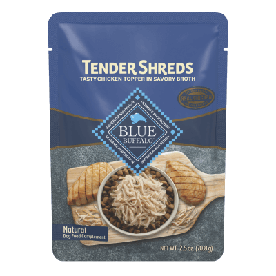 Blue Tender Shreds Tasty Chicken Topper Savory Broth Dog Food Topper