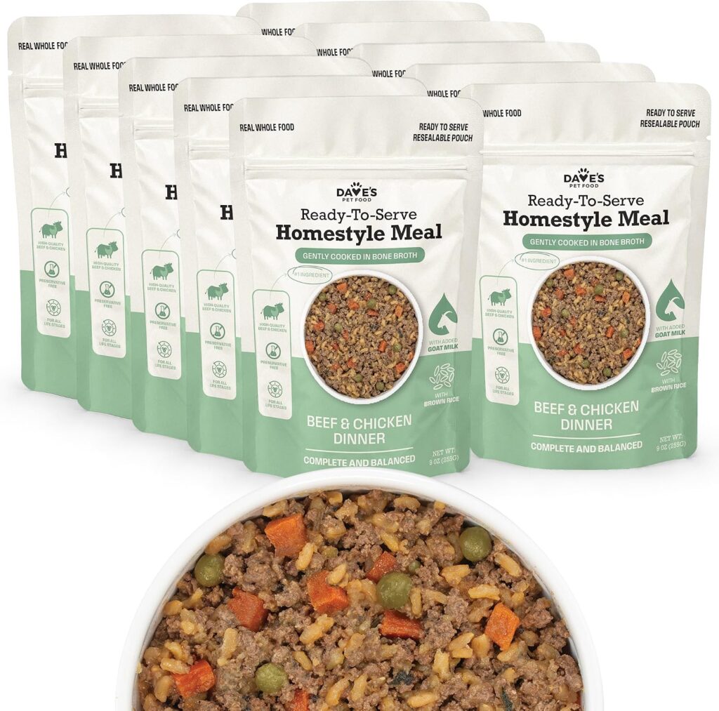 Dave’s Pet Food Pouches Dave’s Beef & Chicken with Brown Rice, Goat Milk Pouch Recipe Wet Dog Food