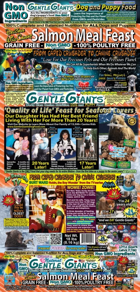 Gentle Giants Wild Caught Salmon - Gentle Giants ‘Quality of Life’ Feast for Seafood Lovers - Dog and Puppy Food Natural, Non GMO Ingredients Dry Dog Food