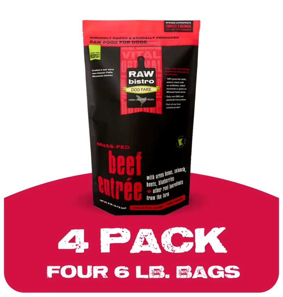 Raw Bistro Beef Entree 4 Pack Frozen Dog Food