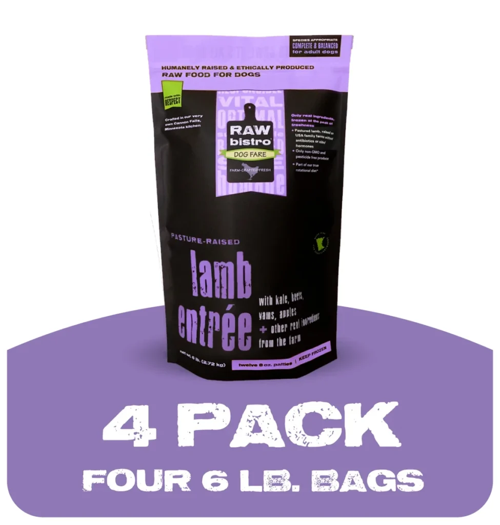 Raw Bistro Lamb Entree 4 Pack Frozen Dog Food