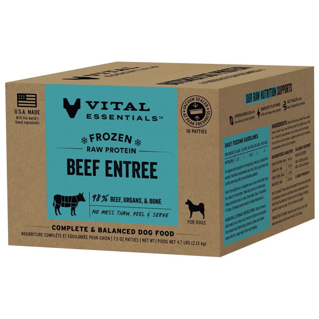Vital Essentials Raw Entrées Beef Entree Patties Frozen Dog Food