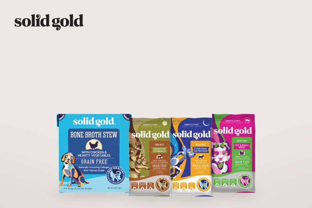 Solid Gold dog food packagings